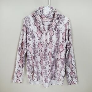 Calvin Klein Size M Pink Snake Print Cowl Neck Lightweight Sweatshirt